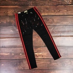 Men Stripe & Paint Skinny Jean